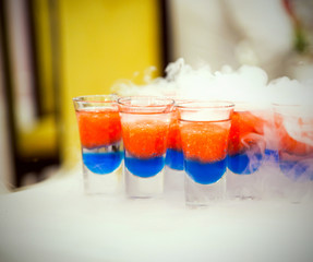 color cocktail with liquid nitrogen