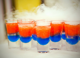 color cocktail with liquid nitrogen