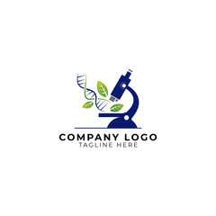botanicals research with microscope logo vector icon ilustration, agricultural microscope, DNA research on leaf plants with a microscope