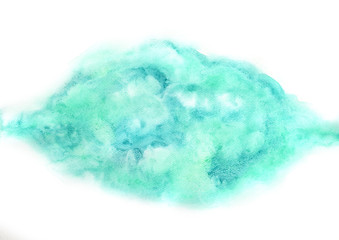 Abstract ocean blue color smoke watercolor hand painting for decoration on background.