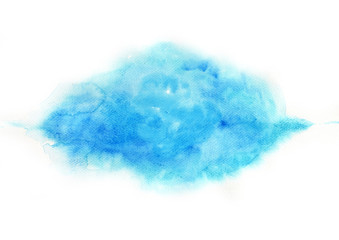 Abstract fresh blue color smoke watercolor hand painting for decoration on background.