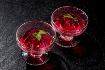フルーツゼリー　Red and beautiful fruit jelly