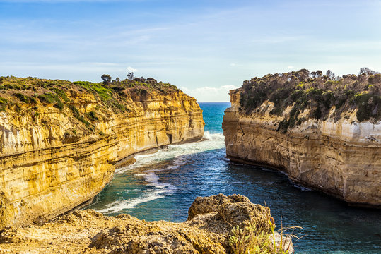 Stunning cliffs, beach and sea on the Great Ocean Road, Victoria, Australia