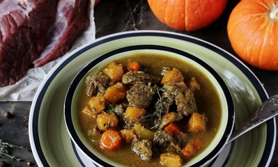 soup with pumpkin and beef. Caribbean Pumpkin Soup.