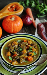 soup with pumpkin and beef. Caribbean Pumpkin Soup.