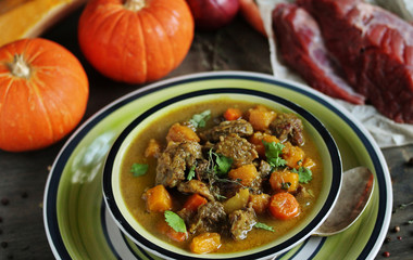 soup with pumpkin and beef. Caribbean Pumpkin Soup.