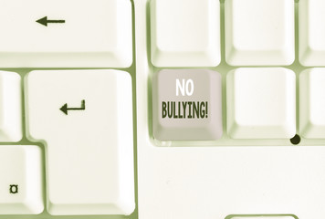 Text sign showing No Bullying. Business photo showcasing stop aggressive behavior among children...
