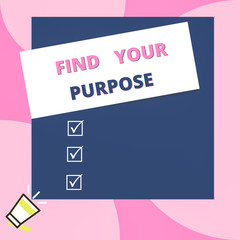 Word writing text Find Your Purpose question. Business photo showcasing reason for something is done or for which exists Big blank square rectangle stick above small megaphone left down corner