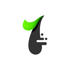 green letter 1 with leaf for green and ecology logo, one letter and leaf logo design template element, herbal brand identity