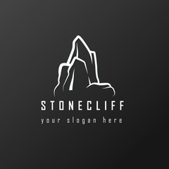 Stone, cliff, climb, symbol, sign, illustration, love, icon, business, abstract, isolated, red, silhouette, caution, vector