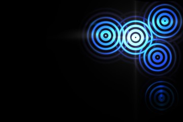 Abstract light ring effect with blue sound waves oscillating on black background