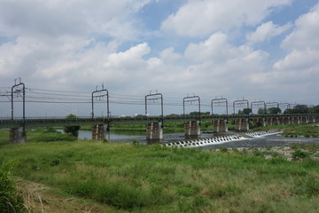 多摩川の京王線の鉄橋