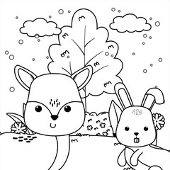 Isolated rabbit and deer cartoon vector design