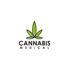 Cannabis leaf medical logo design inspiration vector template