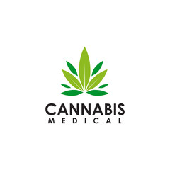 Cannabis leaf medical logo design inspiration vector template
