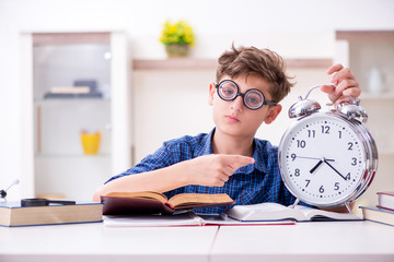 Kid preparing for school at home
