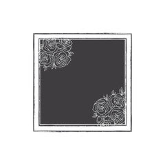 Hand Drawn Roses Square Floral Frame. Flowers Frame with place for text