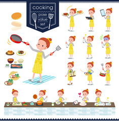 flat type Polka dot clothes girl_cooking