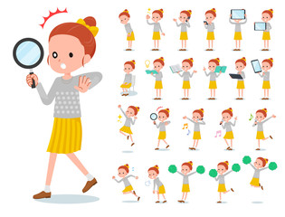 flat type Polka dot clothes girl_Action