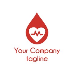 simple m blood heart logo and icon