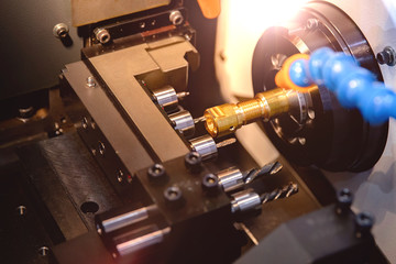 Close up CNC milling/drilling machine working process on metal factory,Industrial metal work process at steel structure industry.