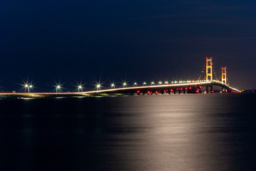 Mackinac Bridge and approaches from St. Ignace, Michigan