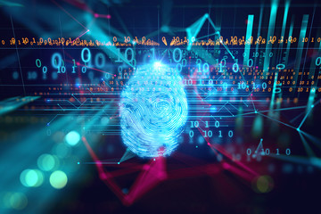 Fingerprint Scanning on blue technology  Illustration