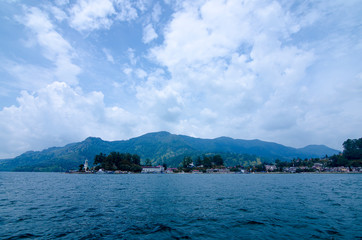 Panoramic view of Lake Toba in North Sumatra Indonesia