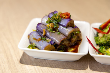 Famous Taiwanese side dish steamed eggplant with pepper