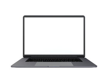 Fototapeta premium Laptop empty screen front view on the white background