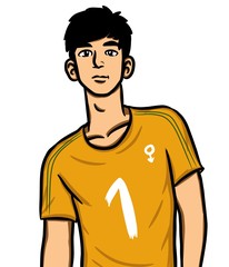 cartoon cute man on white background