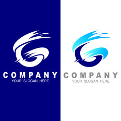 Swoosh letter g logo template, speed and delivery design vector, finance, blue logo with letter g