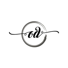 OD initial handwriting logo template. round logo in watercolor color with handwritten letters in the middle. Handwritten logos are used for, weddings, fashion, jewelry, boutiques and business