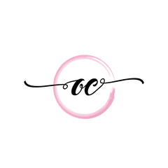 Obraz premium OC initial handwriting logo template. round logo in watercolor color with handwritten letters in the middle. Handwritten logos are used for, weddings, fashion, jewelry, boutiques and business