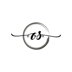 Fototapeta premium OS initial handwriting logo template. round logo in watercolor color with handwritten letters in the middle. Handwritten logos are used for, weddings, fashion, jewelry, boutiques and business