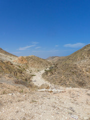 Fototapeta na wymiar Landscape at the Incense Route in Dhofar (ظفار) Sultanate of Oman