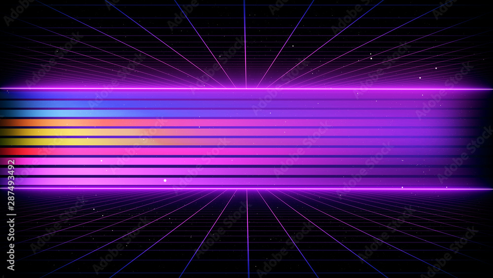 Canvas Prints retro sci-fi background futuristic landscape of the 80`s. digital cyber surface. suitable for design