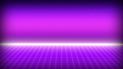 Retro Sci-Fi Background Futuristic landscape of the 80`s. Digital Cyber Surface. Suitable for design in the style of the 1980`s	