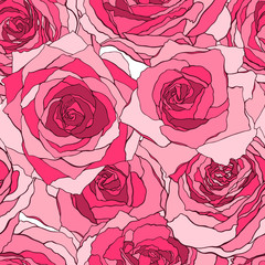 Seamless pattern nature rose flower.Floral ornament,botanical romantic ethnic.