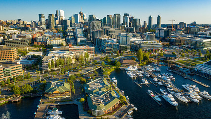 Aerial footage of the Seattle Skyline