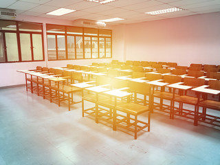 Wooden chairs in the classroom