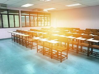 Wooden chairs in the classroom