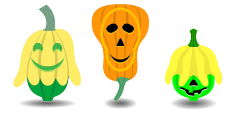 Halloween Pumpkin set in flat design