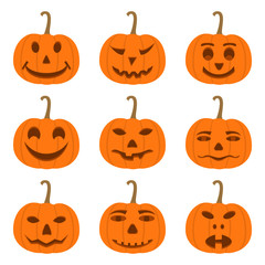 Halloween Pumpkin set in flat design