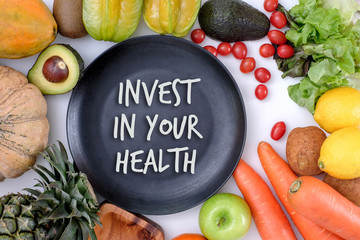 Invest in your health , Healthy lifestyle concept with diet and fitness , Get fit in  , fitness...