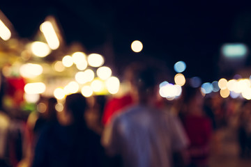 Blur with bokeh of night market at the city