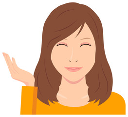 Young woman vector illustration (upper body) / guidance, introduction, recommendation