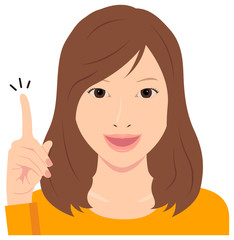 Young woman vector illustration (upper body) / idea,inspiration, good point, recommendation