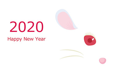 2020年子年 年賀状 ヨコ（ベクター）