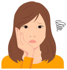Young woman vector illustration (upper body) / depression, annoying, troubled, disappointed